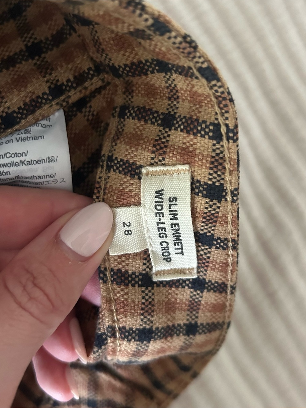 Madewell slim emmett wide-leg crop pants in check, size 28 altered to a 26, euc - Picture 5 of 7